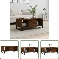 The Living Store Table basse marron imitation chêne 90x50x36,5 cm Matériau dérivé du bois