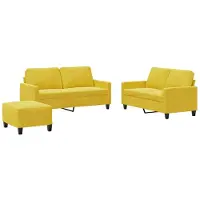 vidaXL Ensemble de canapés 3 pièces avec coussins Velours jaune