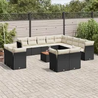 Prolenta Maison Exclusive - Salon de jardin avec coussins 14 pcs noir résine tressée