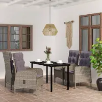 Prolenta Maison Exclusive - Ensemble de salle à manger d'extérieur 5 pièces avec coussins gris et noirs