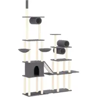 Syfax Arbre à chat avec griffoirs en sisal Gris foncé 279 cm