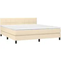 vidaXL Lit boxspring avec matelas Crème 160x200 cm Tissu