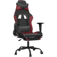 vidaXL Chaise de jeu avec repose-pieds noir et bordeaux similicuir