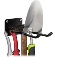 Relaxdays 9 x supports muraux pour outils, crochets doubles, porte-balai, porte-bêche à visser, mur, acier, 24 cm, noir