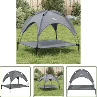 The Living Store Lit pour chien avec toit Anthracite Tissu Oxford et acier