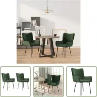 The Living Store Chaise de salle à manger 2 pcs. Vert foncé velours
