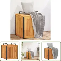 The Living Store coffre de jardin 45x45x45/53 cm bois massif acacia et acier