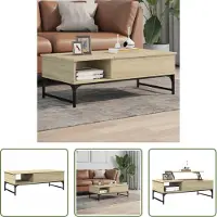 The Living Store Table basse Chêne Sonoma 100x50x35 cm Bois composite et métal