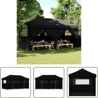 The Living Store Tente de réception Pop-Up pliante avec 4 panneaux latéraux Noir