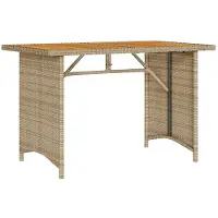 Syfax Table de jardin avec dessus en bois noir 110x68x70 cm rotin