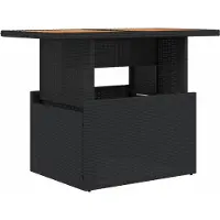 Syfax Table de jardin noir 100x55x73 cm résine tressée et bois acacia