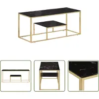 The Living Store Table basse Golden Acier inoxydable et verre trempé