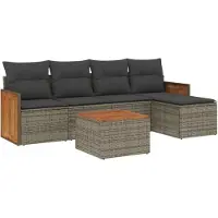 vidaXL Ensemble de salon de jardin 6 pièces avec coussins Gris Poly rotin