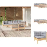 vidaXL Ensemble salon de jardin 8 pièces avec coussins gris pin massif - Ensembles de meubles de jardin