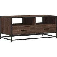 Syfax Table basse chêne marron 100x50x45cm bois d'ingénierie et métal