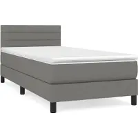 Syfax Sommier à lattes de lit avec matelas Gris foncé 90x200 cm Tissu