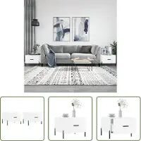 The Living Store Tables basses 2 pcs. Blanc brillant 50x50x40 cm Bois composite