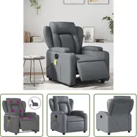 The Living Store Fauteuil de massage électrique gris similicuir