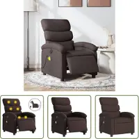The Living Store Fauteuil de Massage Électrique Tissu Marron Foncé