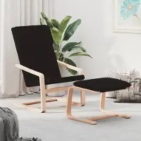 Prolenta Maison Exclusive - Fauteuil de détente avec repose-pieds, tissu noir