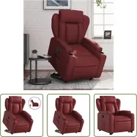 The Living Store Fauteuil relax releveur électrique vin rouge similicuir