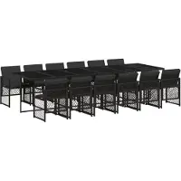 Syfax Ensemble à manger de jardin 13 pcs coussins noir résine tressée