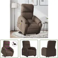 The Living Store Fauteuil de massage Releveur électrique Marron Tissu microfibre