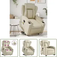 The Living Store Fauteuil de massage avec releveur Crème Similicuir