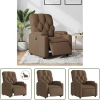 The Living Store Fauteuil relax électrique Marron Tissu