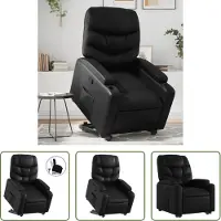The Living Store Fauteuil relax avec releveur Noir Similicuir