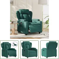 The Living Store Fauteuil relax électrique Vert foncé Tissu