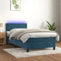 Prolenta Maison Exclusive - Sommier à lattes de lit avec matelas LED Bleu foncé 100x200 cm