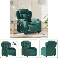The Living Store Fauteuil de massage électrique Vert foncé Tissu
