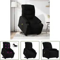 The Living Store Fauteuil de massage électrique avec releveur Noir Tissu