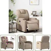 The Living Store Fauteuil de Massage Électrique Cappuccino Marron Similicuir