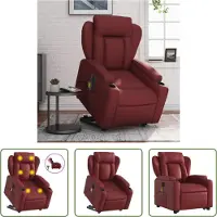 The Living Store Fauteuil de massage avec releveur électrique vin rouge similicuir