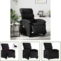 The Living Store Fauteuil de massage électrique noir similicuir