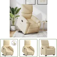 The Living Store Fauteuil relax avec releveur Crème Tissu