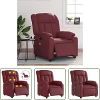 The Living Store Fauteuil de massage électrique vin rouge similicuir