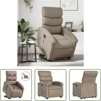 The Living Store Fauteuil de massage avec releveur Électrique Cappuccino Similicuir
