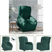 The Living Store Fauteuil relax avec releveur électrique Vert foncé Tissu