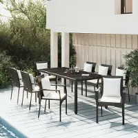 Prolenta Maison Exclusive - Ensemble à manger jardin 9pcs et coussins noir résine tressée