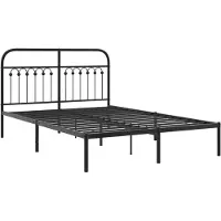 Syfax Cadre de lit métal sans matelas avec tête de lit noir 140x190cm
