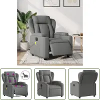 The Living Store Fauteuil de massage électrique Tissu gris foncé