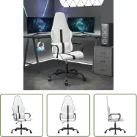 The Living Store Fauteuil gaming avec fonction massage Noir et blanc Similicuir