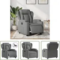 The Living Store Fauteuil Relax Electrique Gris Foncé Tissu
