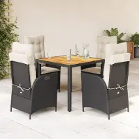 Prolenta Maison Exclusive - Ensemble à manger de jardin coussins 5pcs Noir Résine tressée