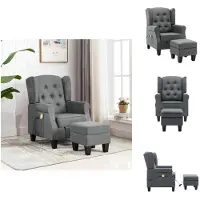 vidaXL Fauteuil de massage avec pouf Tissu gris clair - Fauteuil de massage