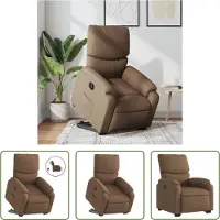 The Living Store Fauteuil relax releveur électrique Marron Tissu