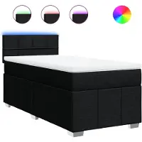 vidaXL Lit boxspring avec matelas noir 80x200 cm tissu